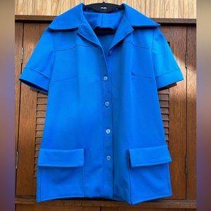 Vintage blue poly blouse